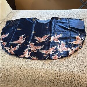 Elegant Blue Kimono with Crane Design